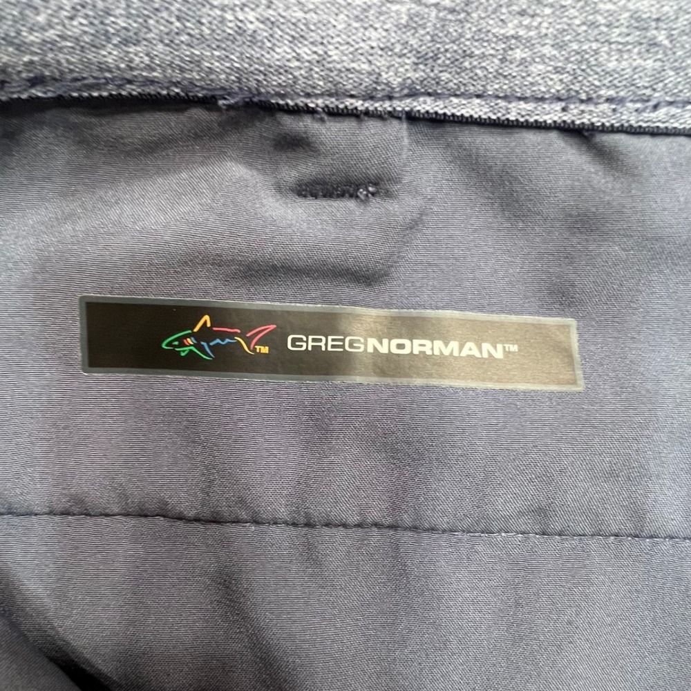 Greg Norman Mens Blue Heather Golf Shorts Size 40 Stretch TL111234 Shark Logo - Picture 3 of 16